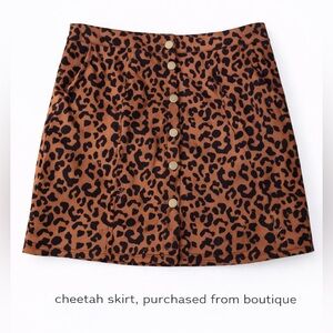 Leopard Print Button-Front Skirt